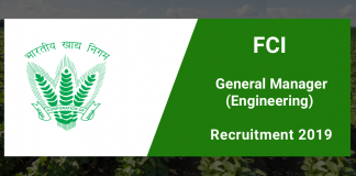 FCI General Manager (Engineering) Recruitment 2019