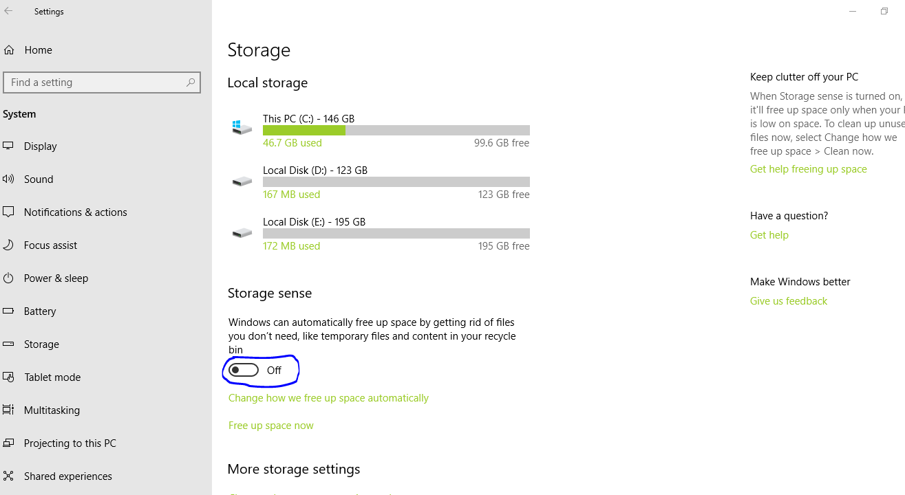 storage sense Open Naukri