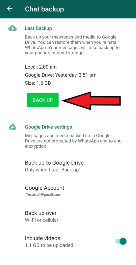 whatsapp open backup
